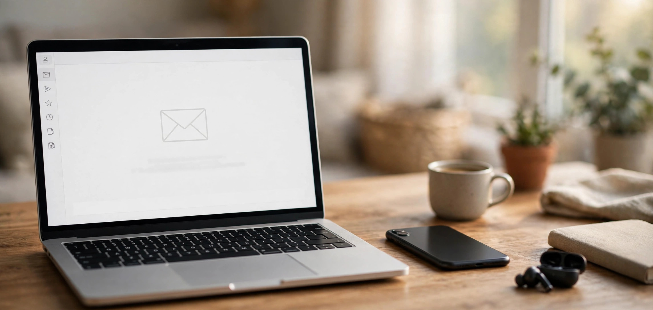 Outlook not receiving emails fix 2026 — checking an empty email inbox on laptop and phone